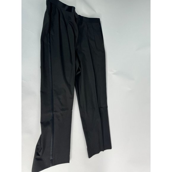 Custom Vintage Tuxedo Pant with Satin Stripe 40 Black Polyester Blend - Picture 14 of 16